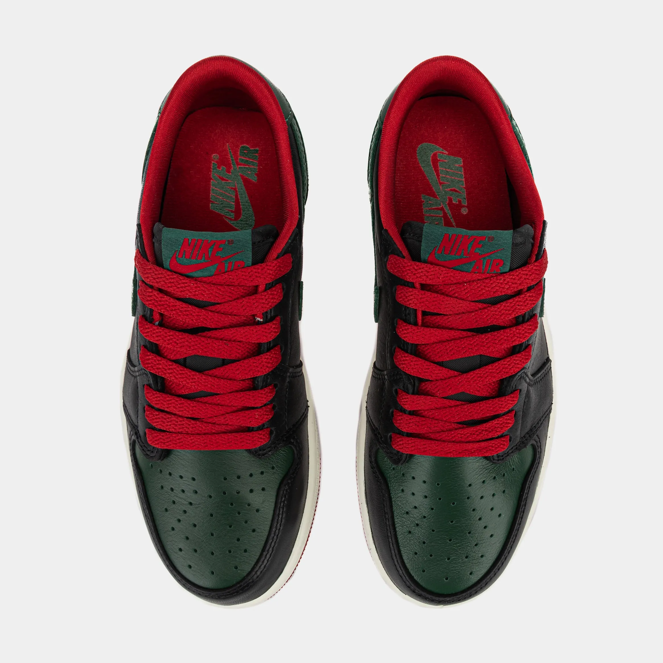 Air Jordan 1 Retro Low OG Gorge Green Womens Lifestyle Shoes (Black/Varsity Red/Sail/Gorge Green)