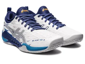 Asics Blast FF 3 Men's Court Shoes, White / Deep Ocean