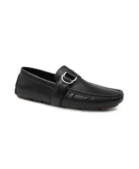 Aston Marc men's side buckle loafers, black