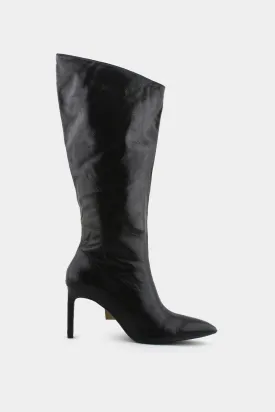 Bershka Zipper Stiletto Heels Knee High Boots | 100% Authentic leather