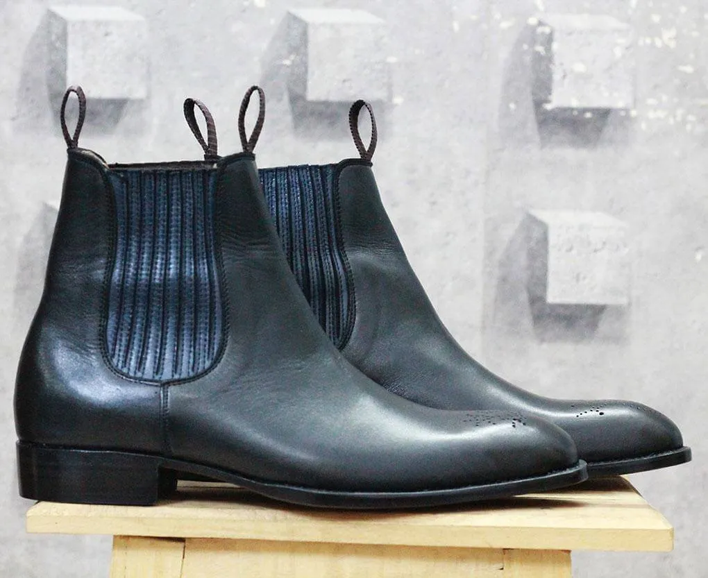 Bespoke Black Chelsea Leather Stylish Boots