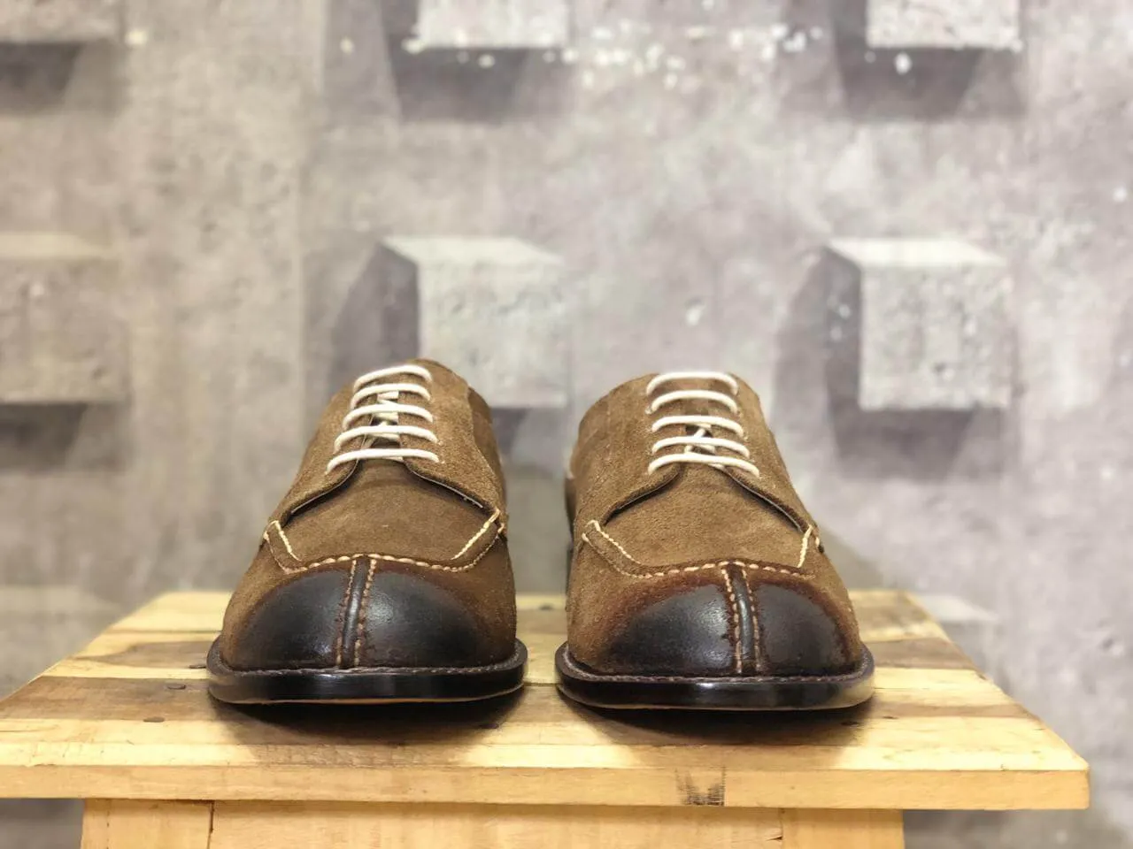 Bespoke Brown Suede Split Toe Lace Up Shoe for Men