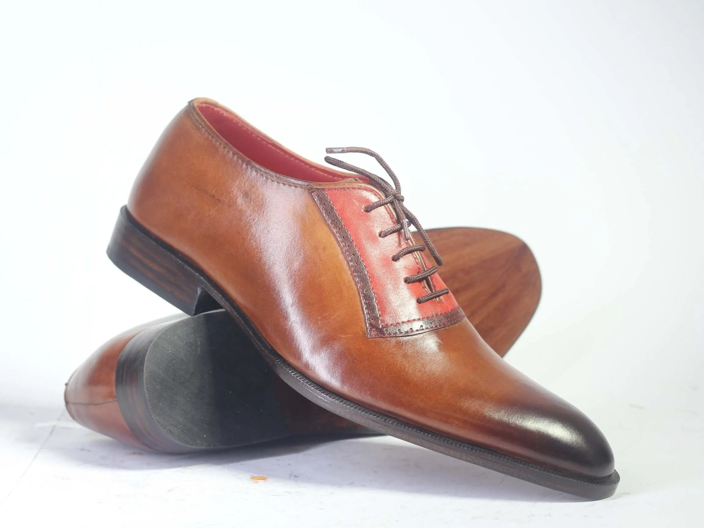 Bespoke Burgundy Brown Leather Lace Up Shoe for Men