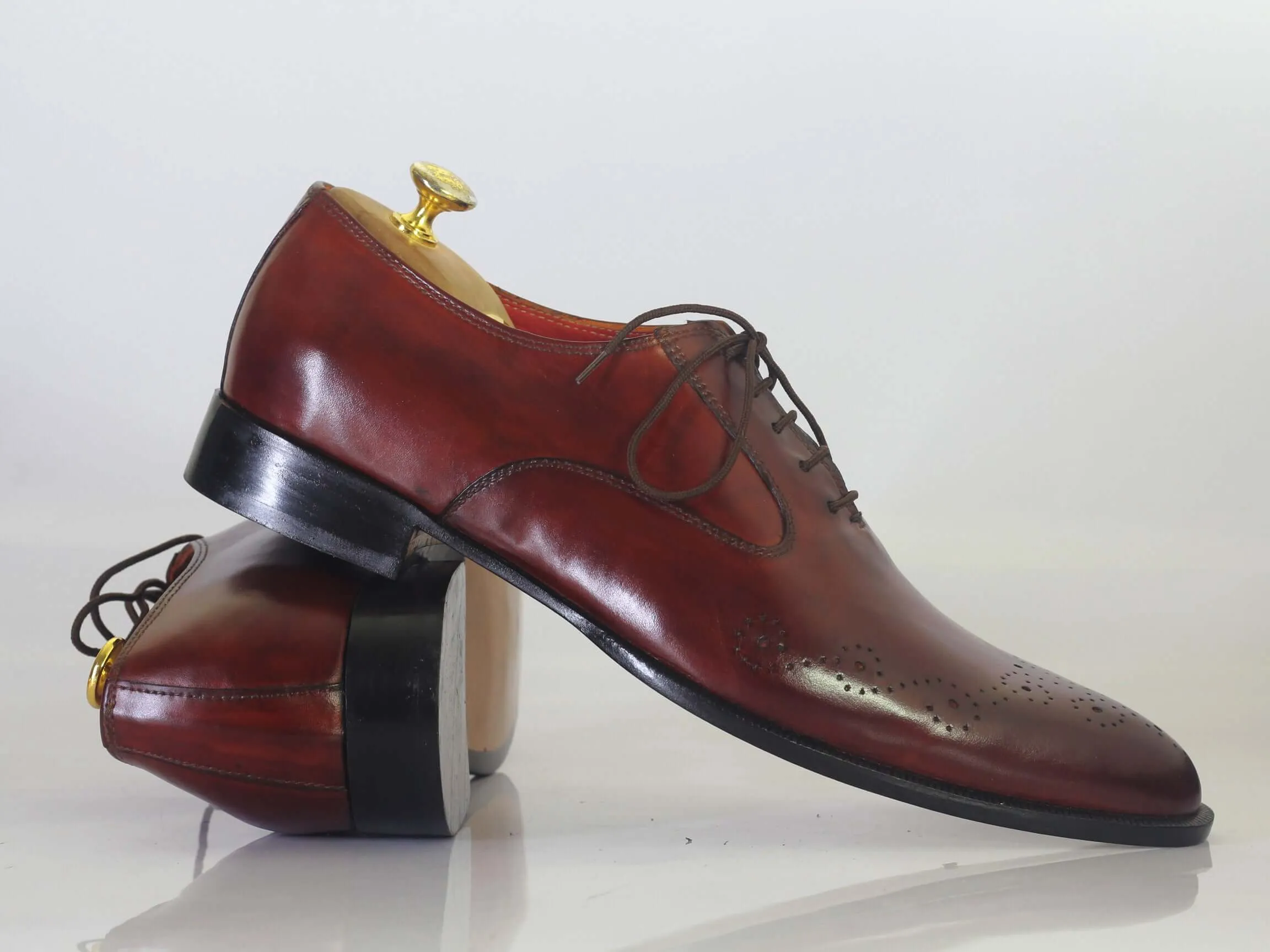 Bespoke Burgundy Leather Lace Up Shoe for Men