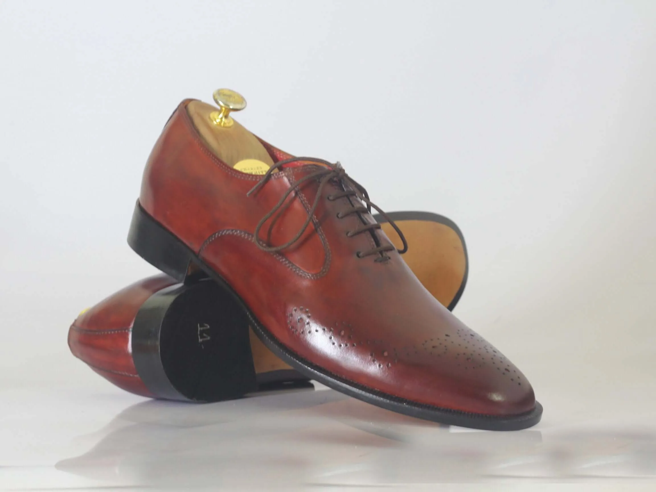 Bespoke Burgundy Leather Lace Up Shoe for Men