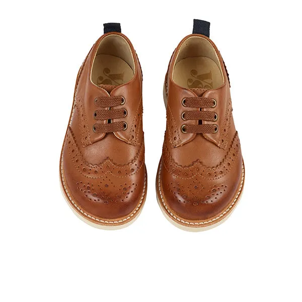 Brando Brogue Kids Shoe Tan Burnished Leather