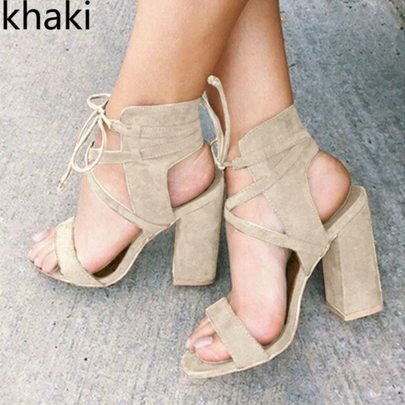 Contemporary Chic Hollow Strap Block Heels