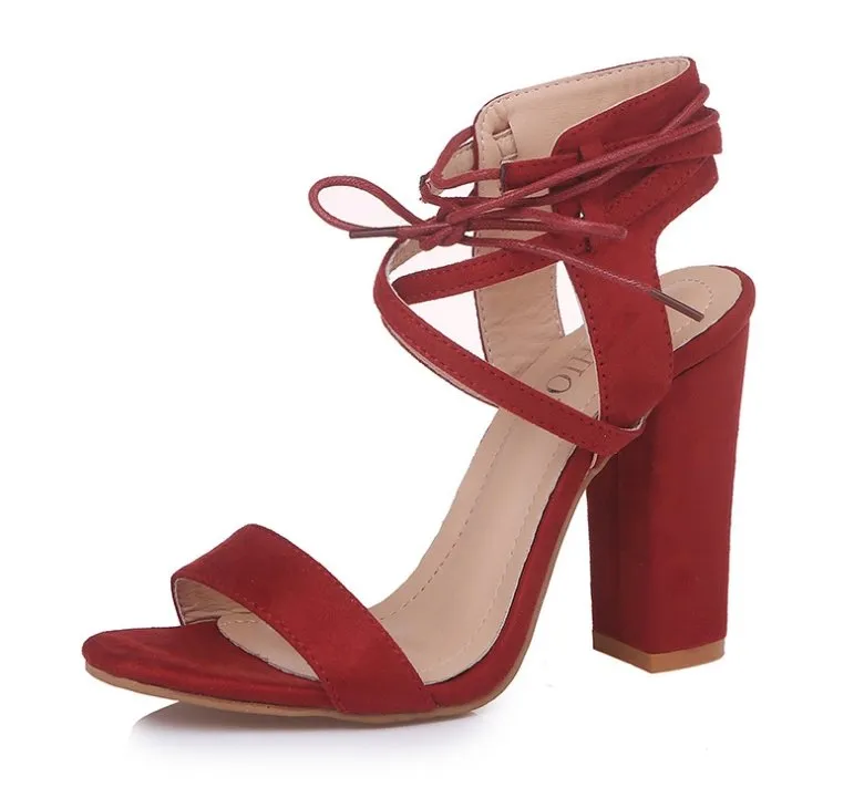 Contemporary Chic Hollow Strap Block Heels