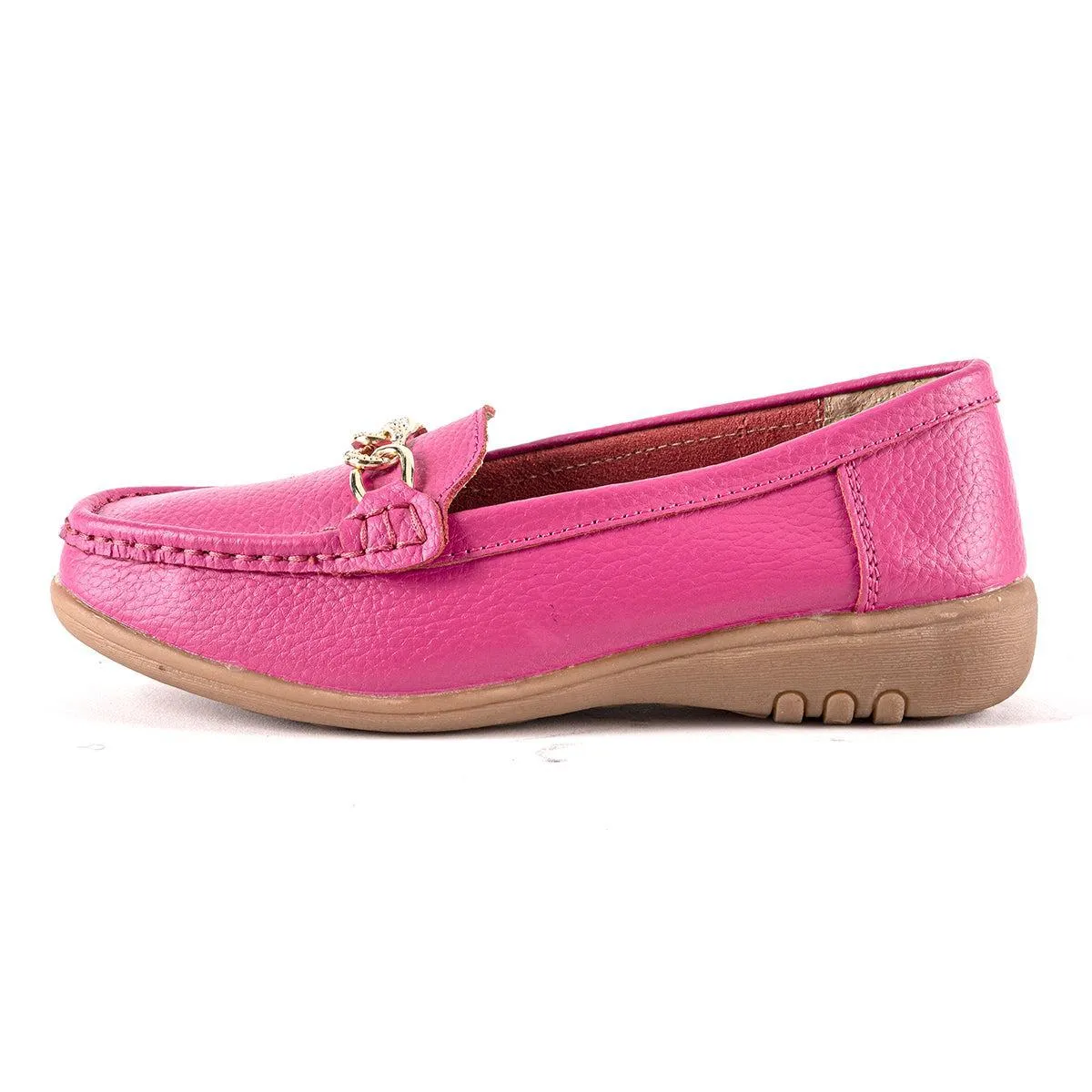 Cotton Traders Chain Casual Loafers Leather Pink Colour For Women