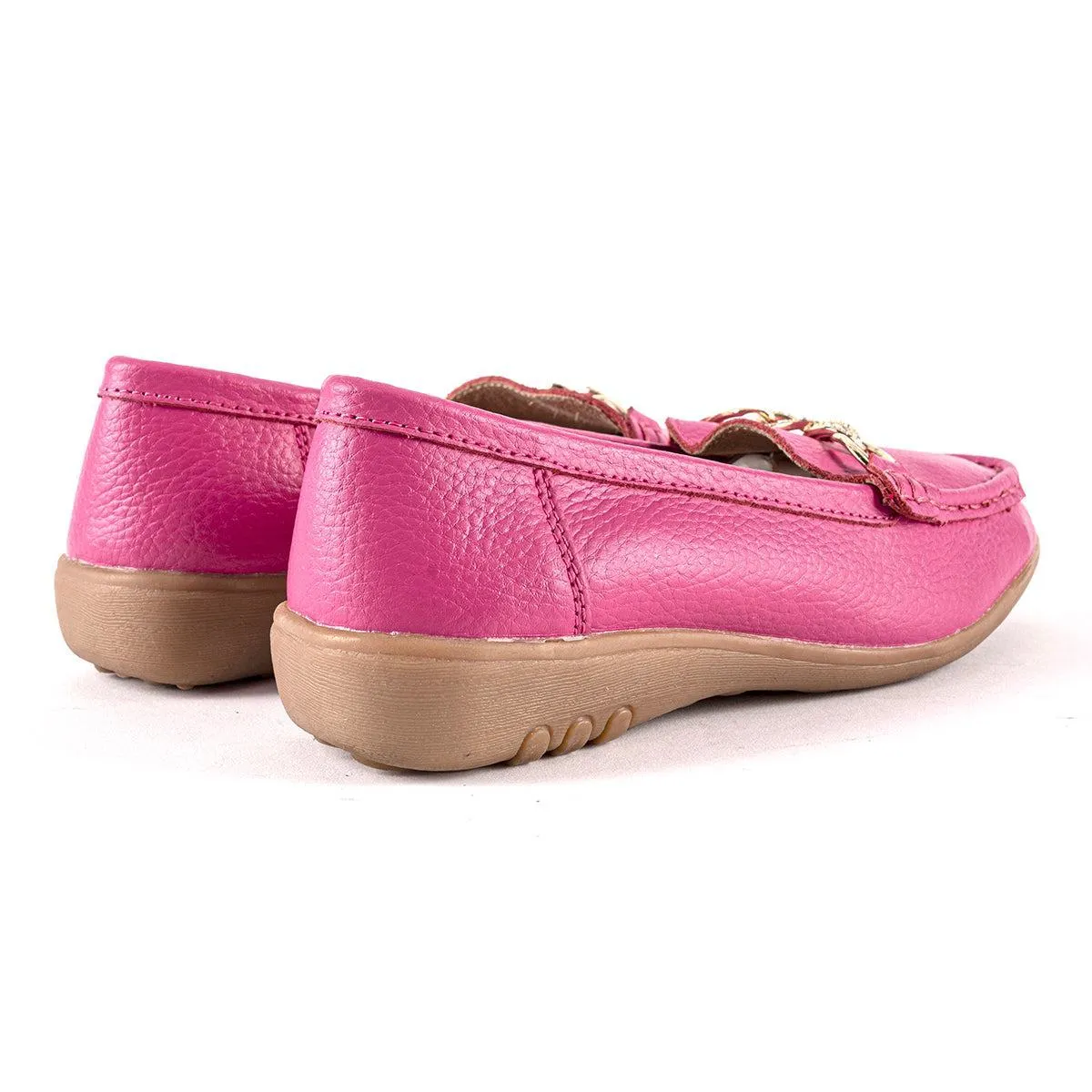 Cotton Traders Chain Casual Loafers Leather Pink Colour For Women