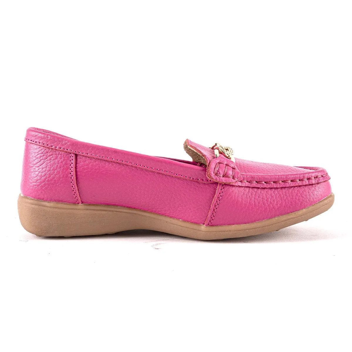 Cotton Traders Chain Casual Loafers Leather Pink Colour For Women