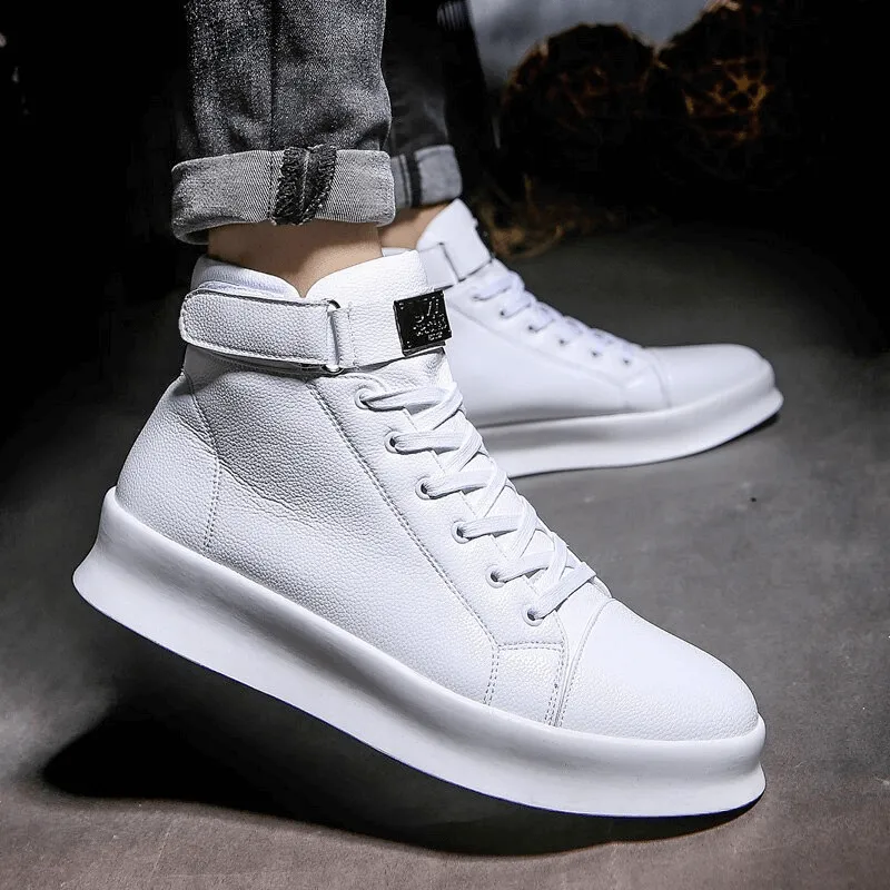 Fashion High Flexible Sneakers with Laces and Velcro / Men's Shoes - SF1179