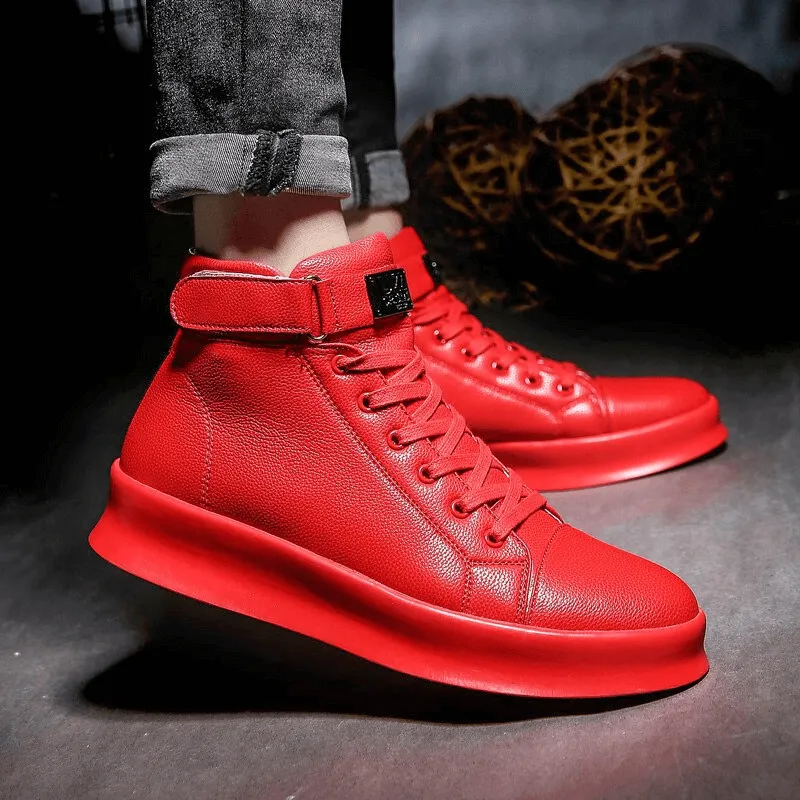 Fashion High Flexible Sneakers with Laces and Velcro / Men's Shoes - SF1179