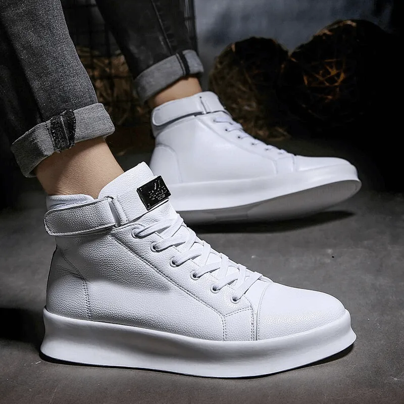 Fashion High Flexible Sneakers with Laces and Velcro / Men's Shoes - SF1179