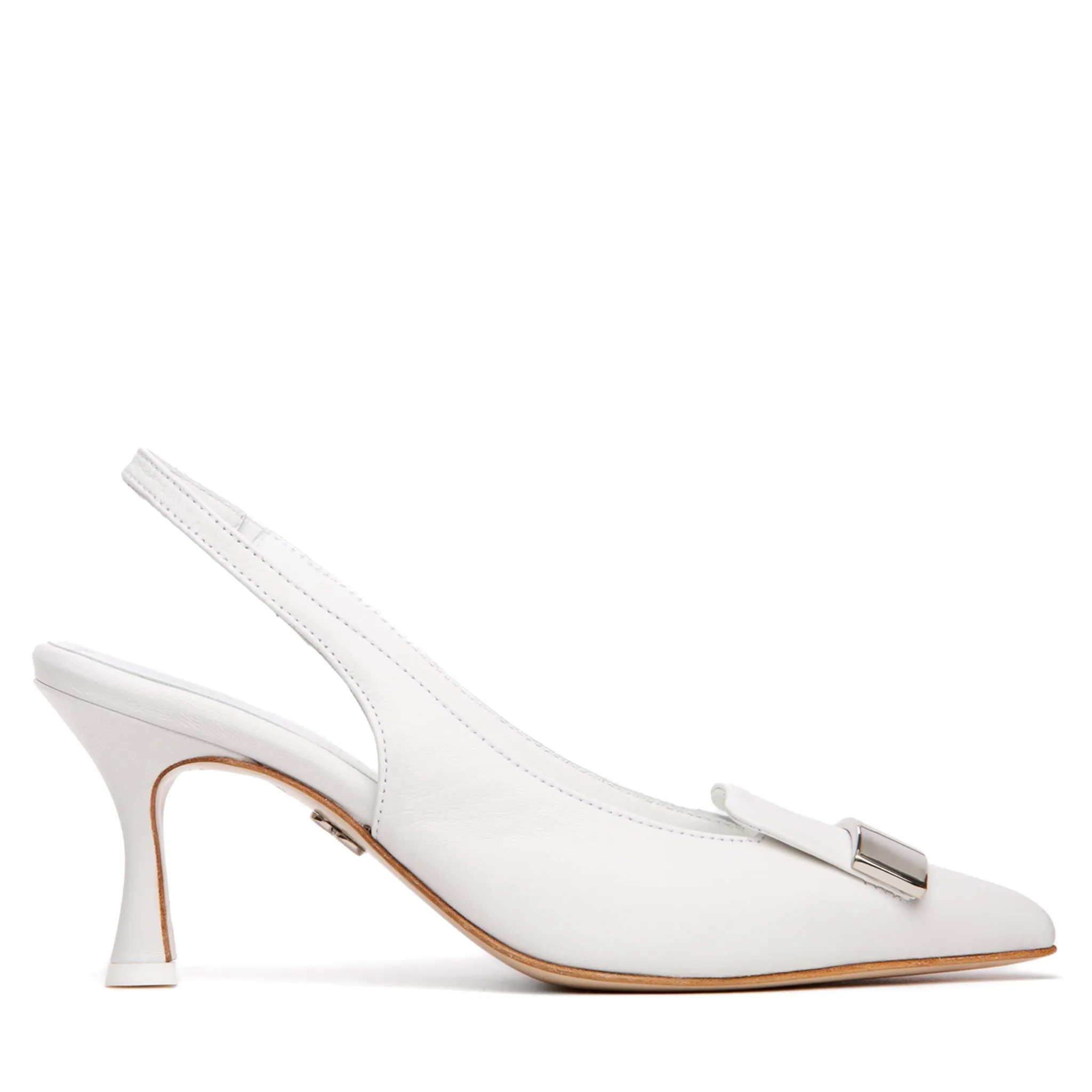 Fiona White Leather Slingback