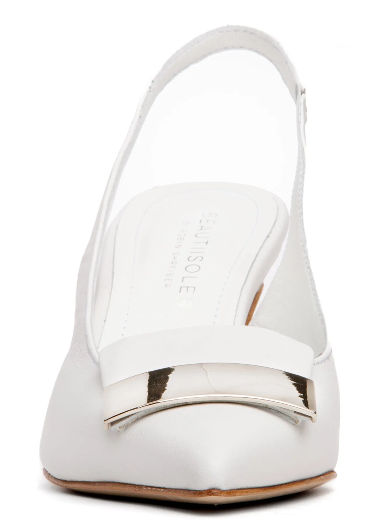 Fiona White Leather Slingback