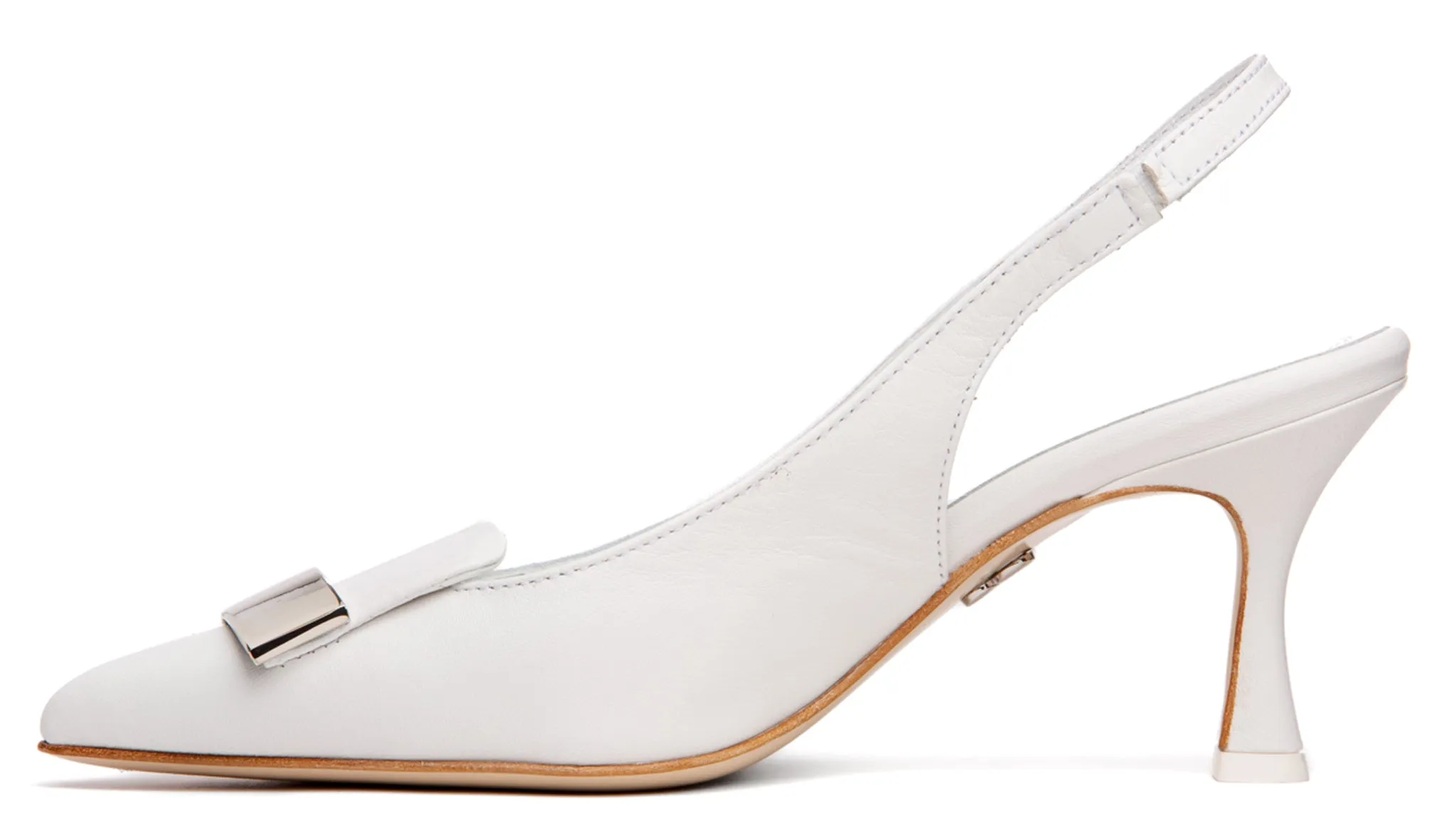 Fiona White Leather Slingback