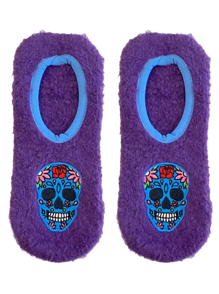 Fuzzy Sugar Skull Slippers