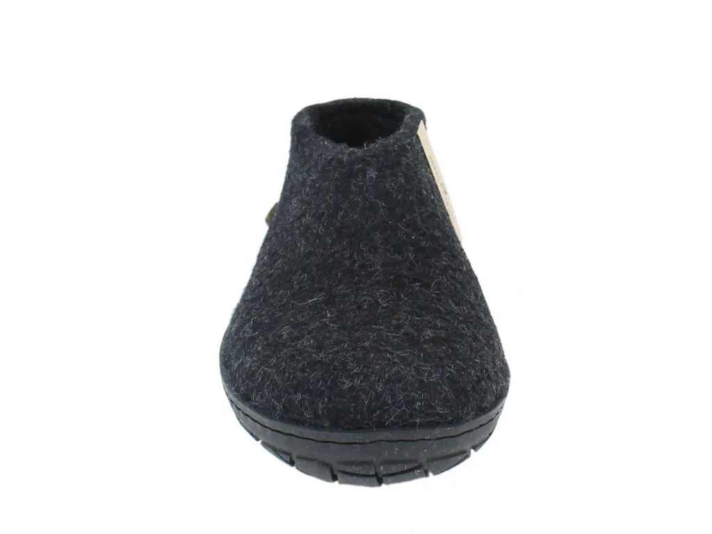 Glerups Closed Slippers Charcoal Rubber sole