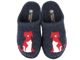 Haflinger Slippers Flair Cat&Dog Blue