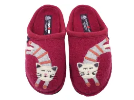 Haflinger Slippers Flair Choupette Cat Burgund