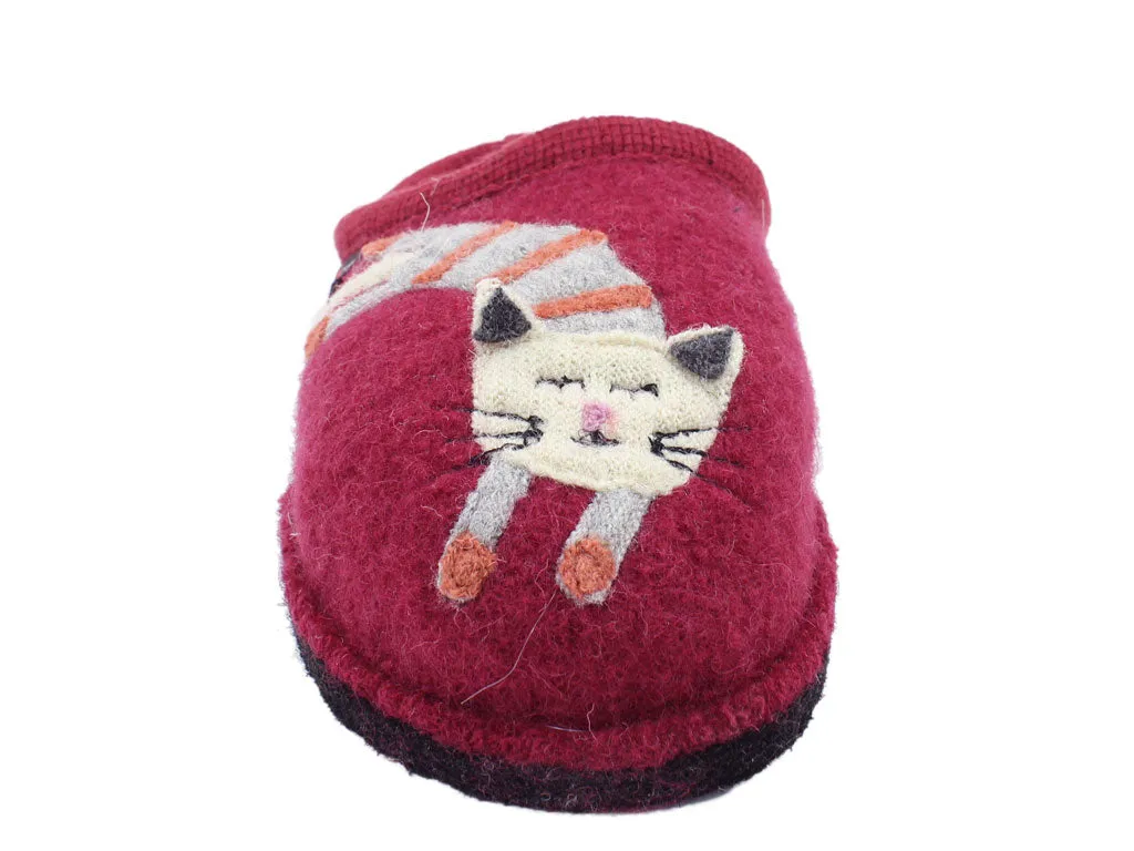 Haflinger Slippers Flair Choupette Cat Burgund