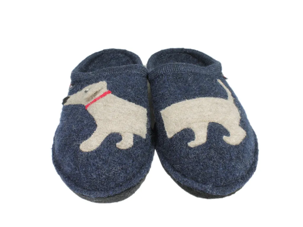 Haflinger Slippers Flair Dachs Dog Dark Blue