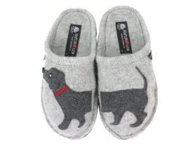 Haflinger Slippers Flair Dachs Dog Grey