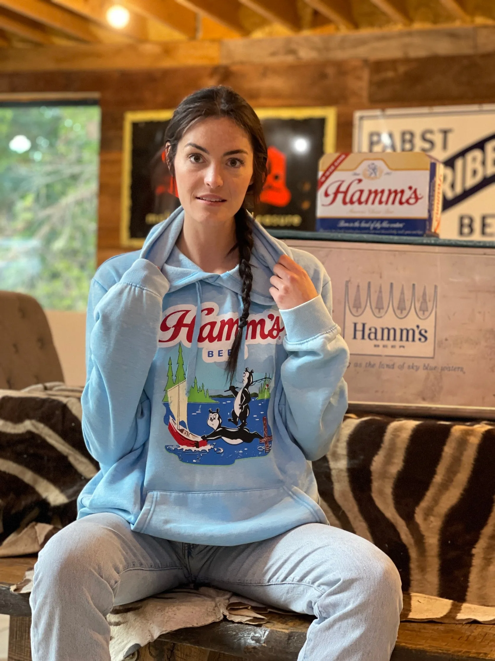 Hamm's Sailboat Hoodie- Acid Etch Sky Blue