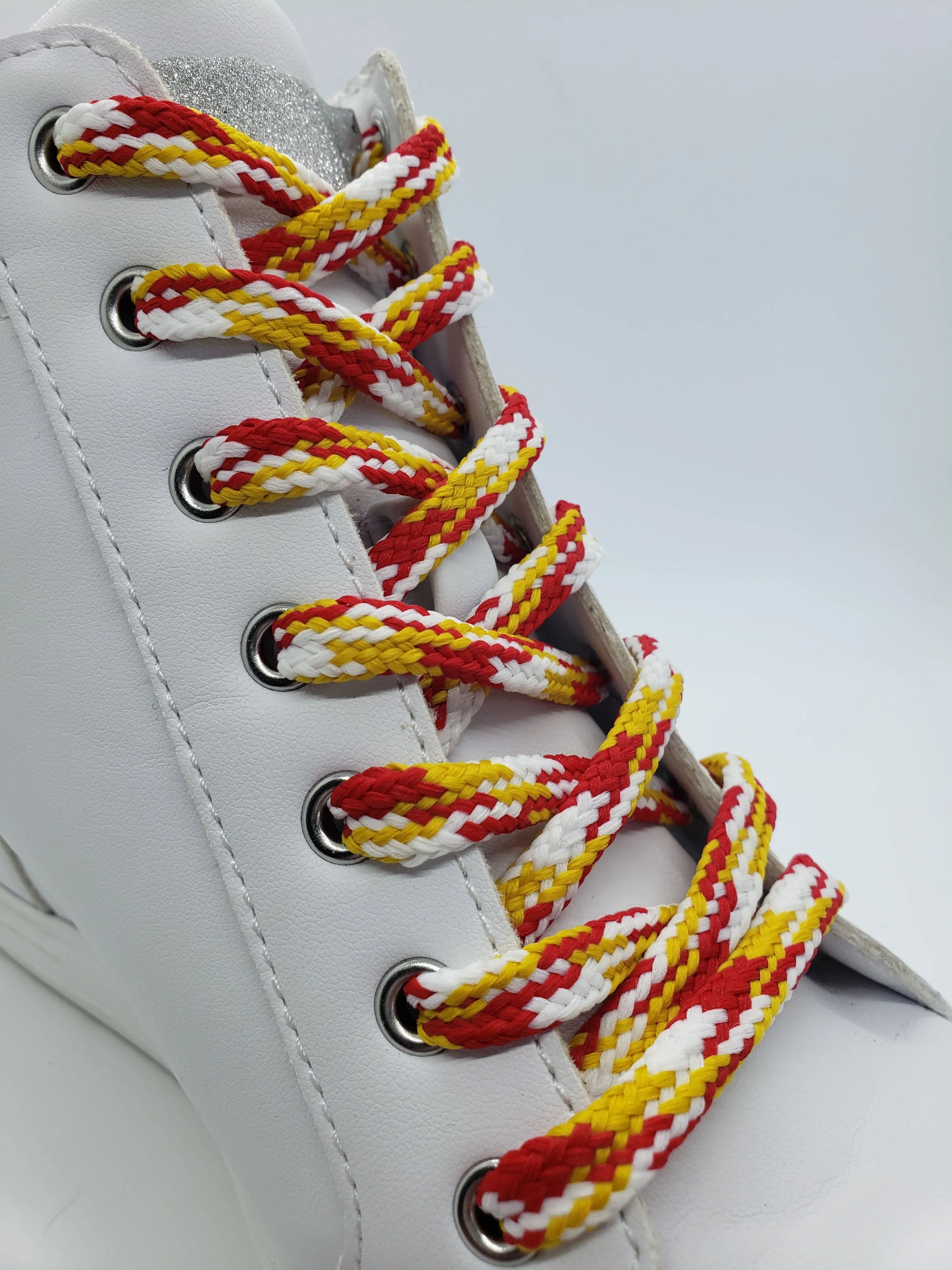 Hybrid Multicolor Shoelaces - Yellow, Red and White