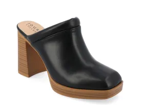 Journee Collection Izara platform mules, black