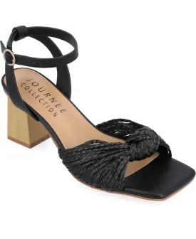 Journee Collection Women's Galinda Raffia Sandals, Black