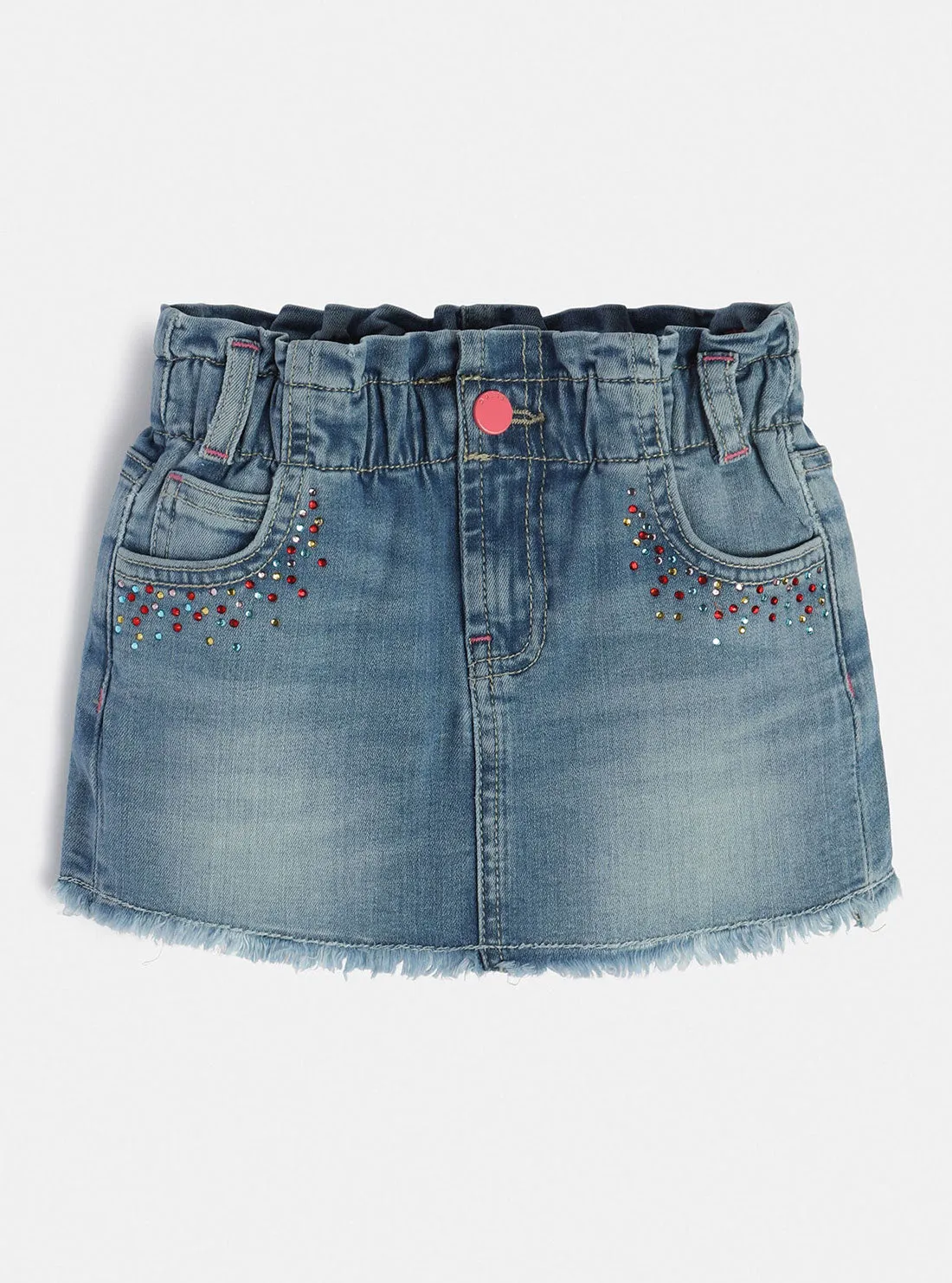 Light Wash Embellished Denim Skirt (2-7)