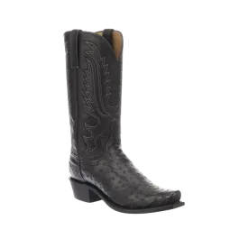 Mens Lucchese Luke Full Quill Black Ostrich Leather Boots - Premium Quality and Stylish Design