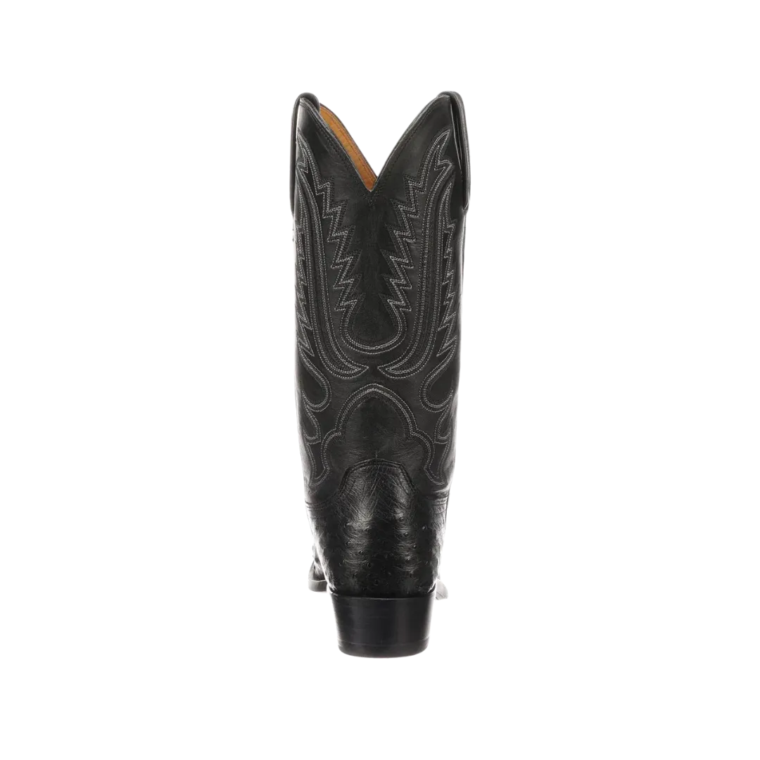 Mens Lucchese Luke Full Quill Black Ostrich Leather Boots - Premium Quality and Stylish Design