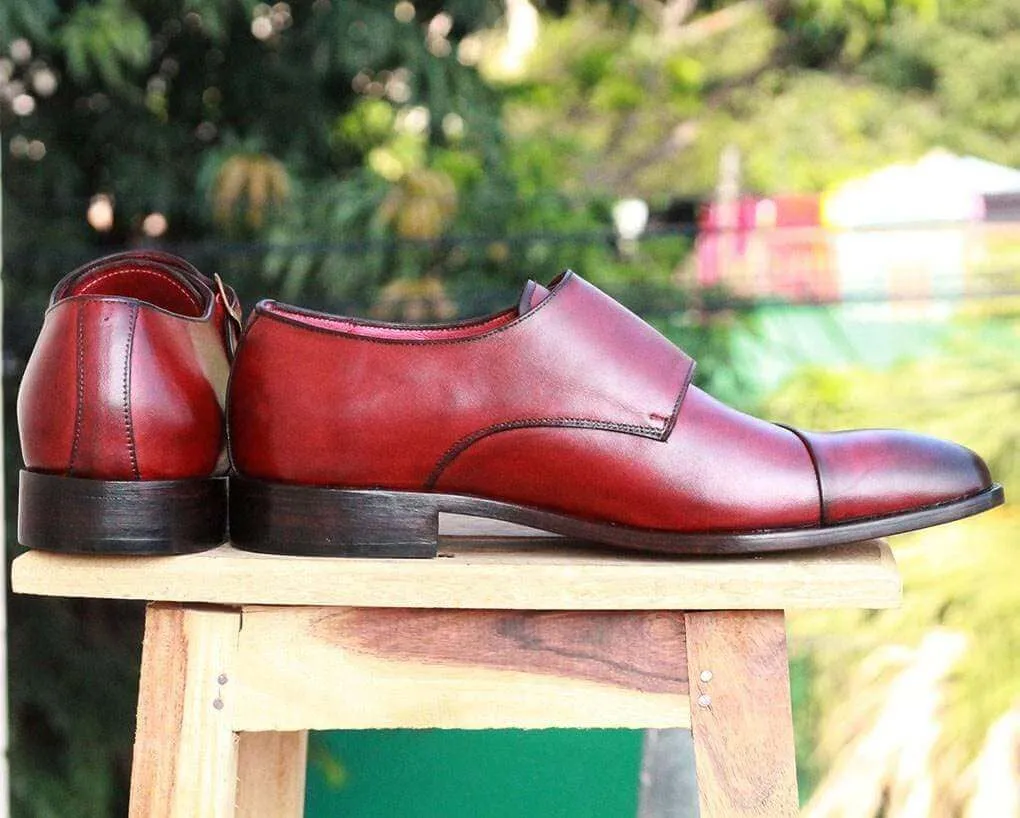 Men's Burgundy Leather Monk Shoe