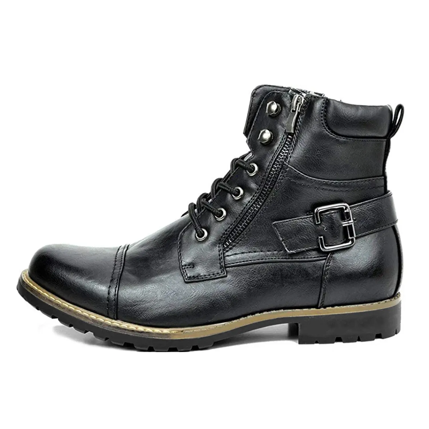 Men's Double Zipper Heavy Machine Leather Boots