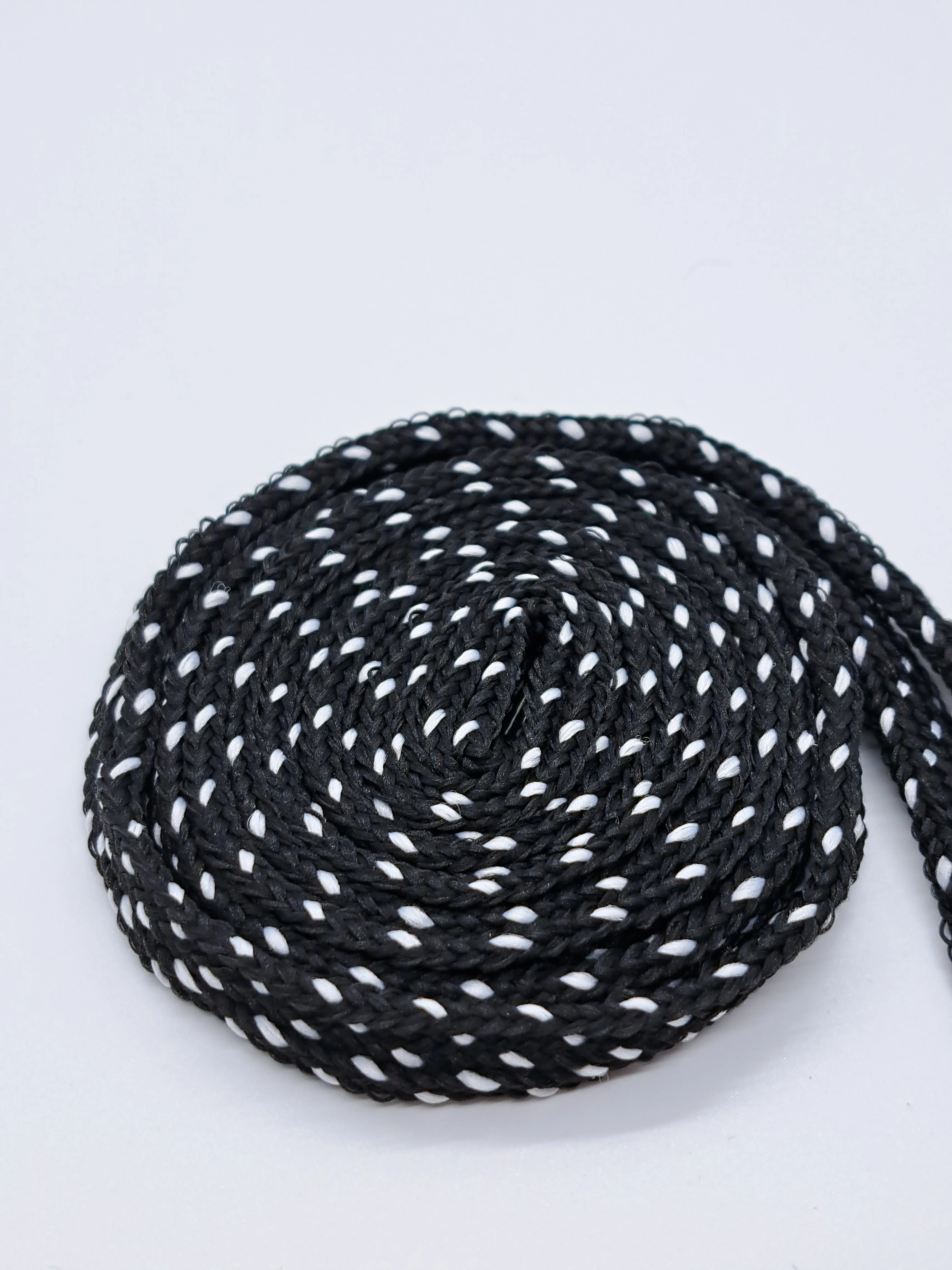 Mid Width Shoelaces - Black with White Dots