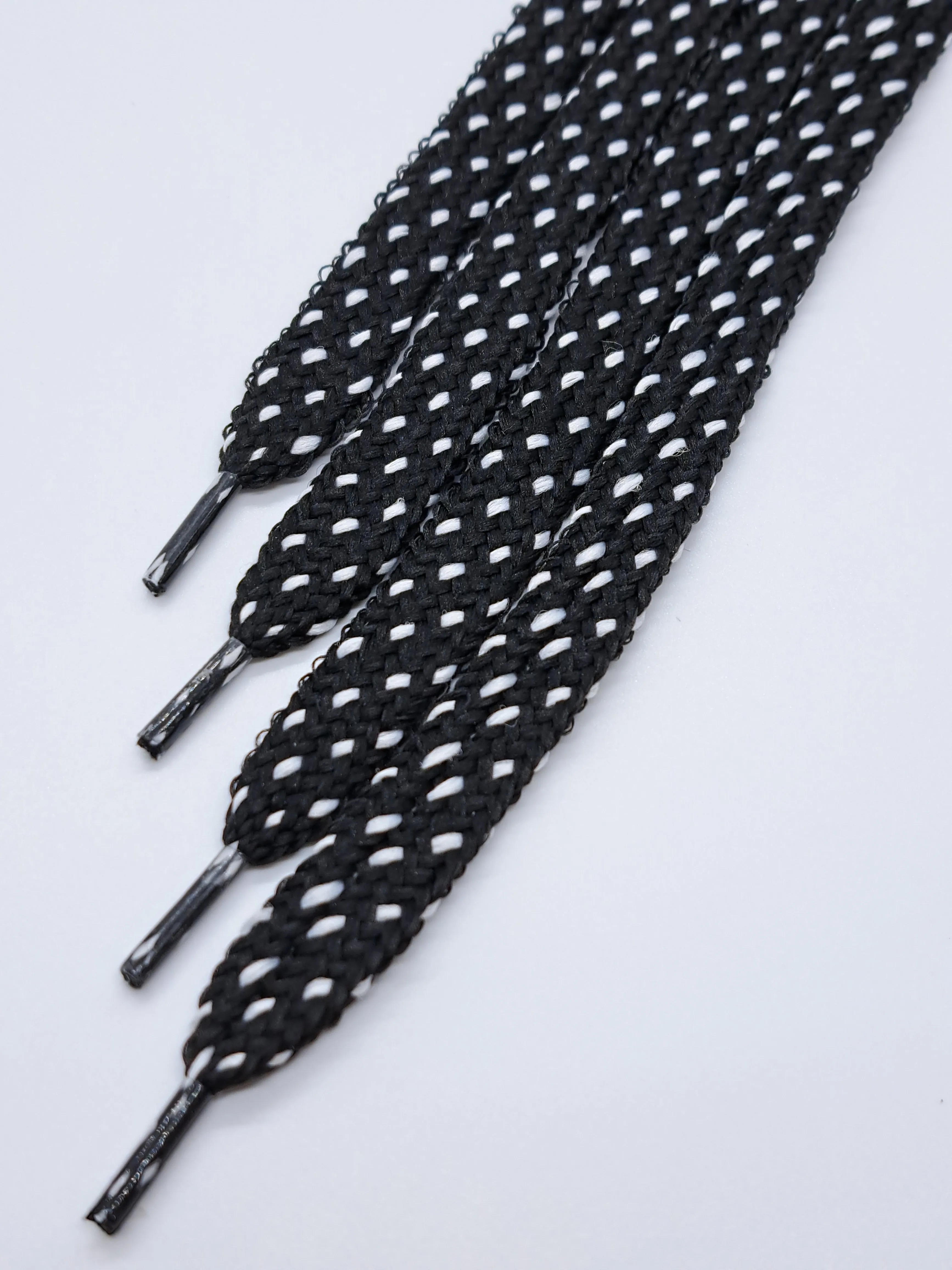 Mid Width Shoelaces - Black with White Dots