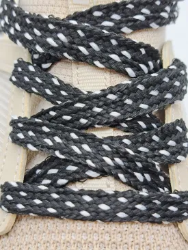 Mid Width Shoelaces - Black with White Dots