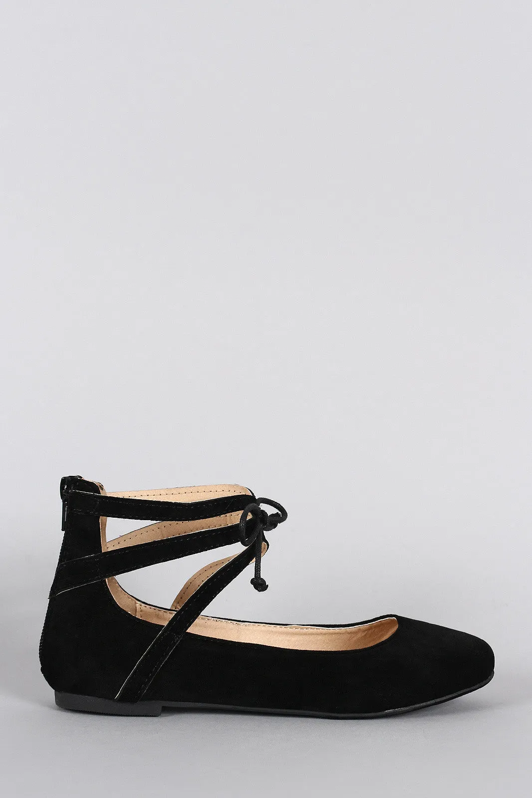 Misbehave Suede Ankle Cuff Round Toe Ballet Flat