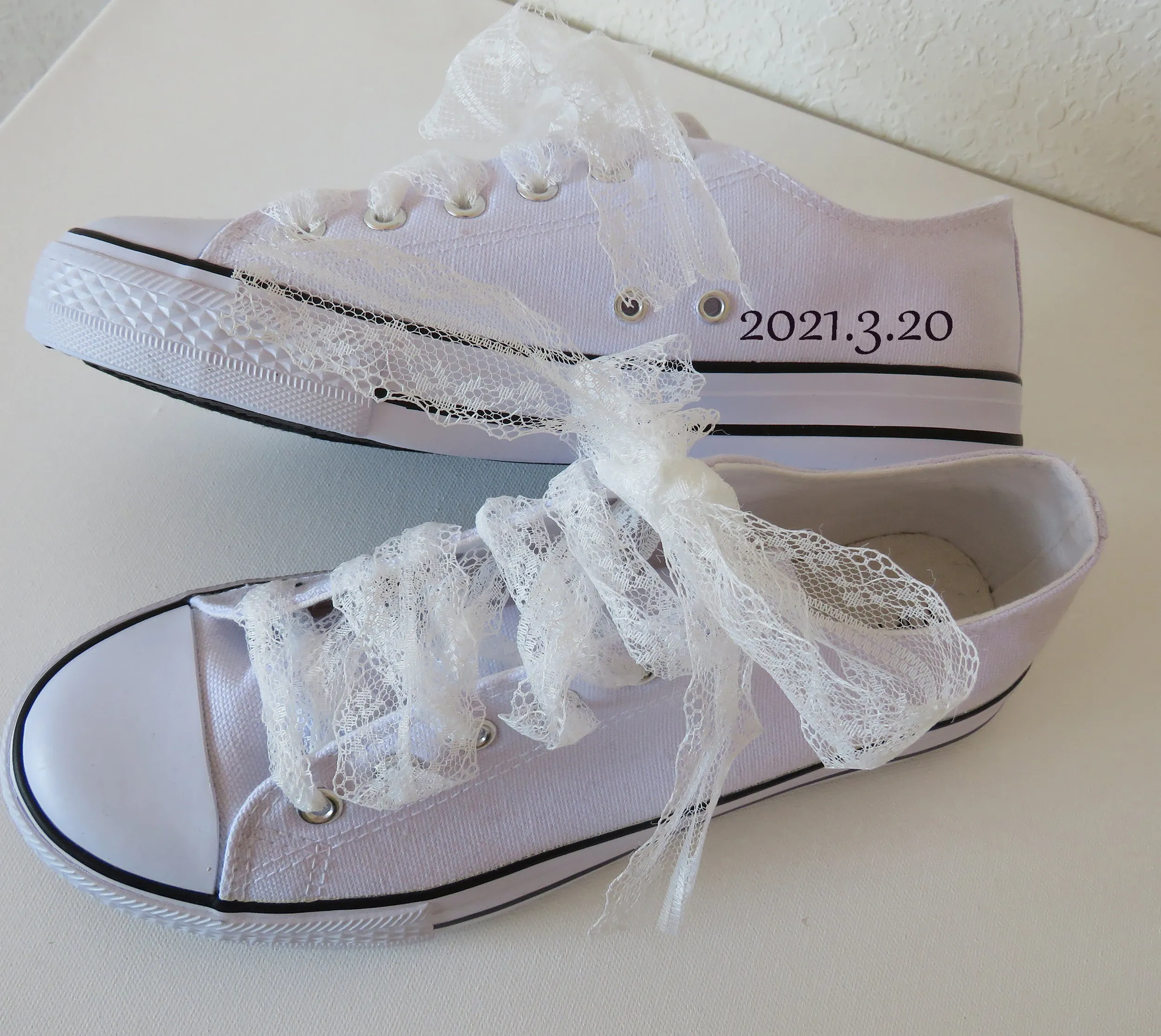 Mrs wedding white lace Canvas Sneaker Shoes,   Personalized Women's Shoes, Ladie