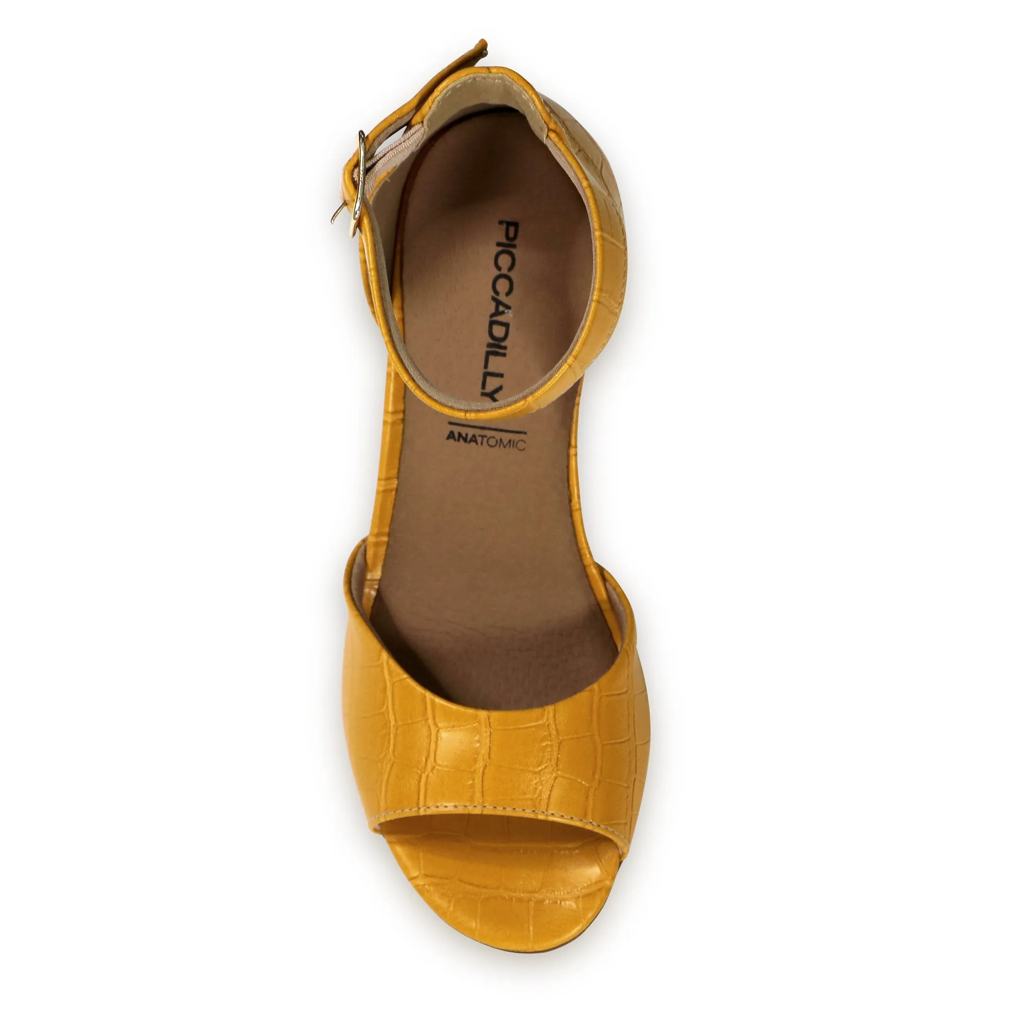 Mustard Nappa Croco Heels for Women (685.007)