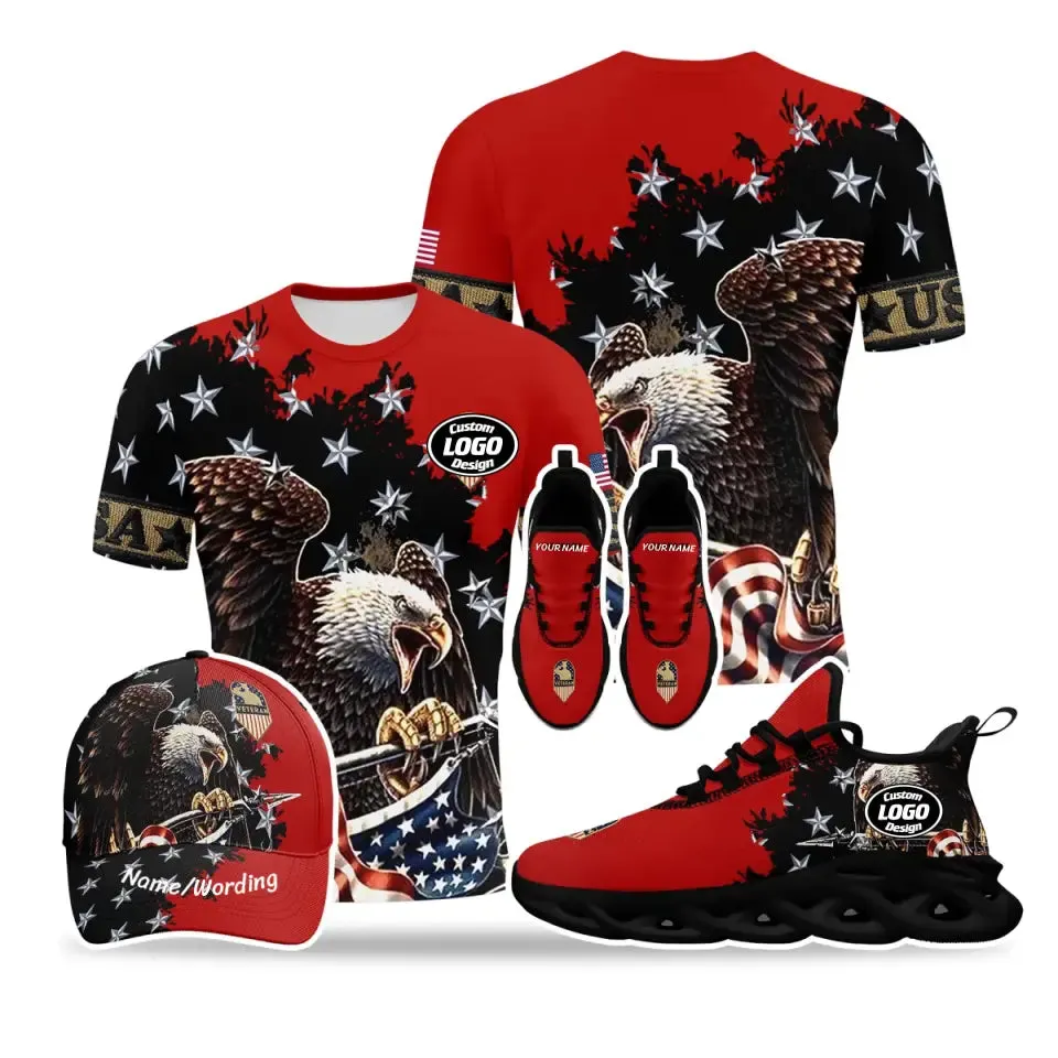 Personalized Patriotic Combo Offer, Custom 4th of July Shoes, Shirt and Hat, American Red, White, Blue Gift