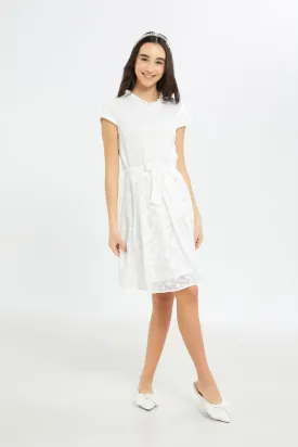 Senior Girls White Organza Skirt Dress