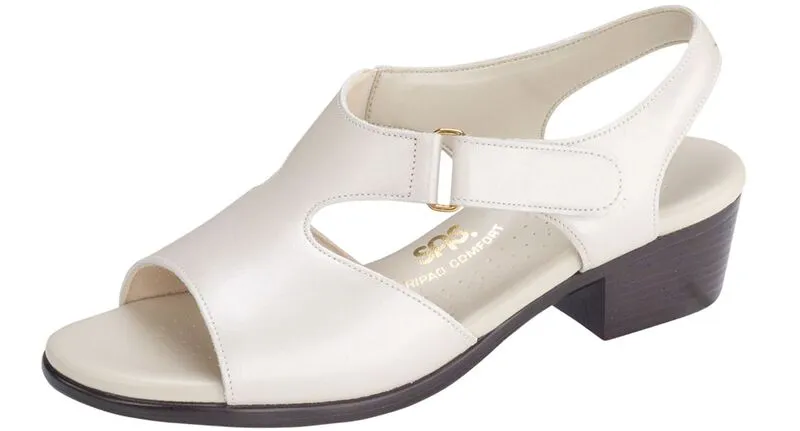 Suntimer Heel Strap Sandal white at Brandy's Shoes Made in USA