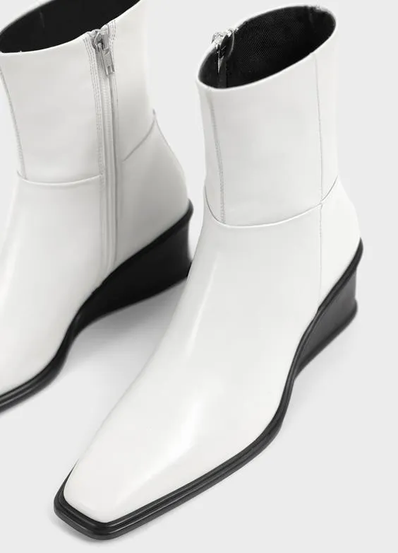 VAGABOND AINO WEDGE BOOTIE WHITE