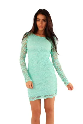 Women Open Back Lace Dress