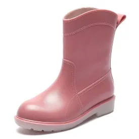 Women Pink Rain Boots Fashion Outdoor Waterproof Casual Boot Comfort Slip on Kitchen Work Boots - WRB50148