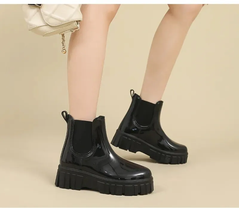 Women Rain Boots Garden Galoshes Waterproof Rubber Chelsea Boots Female Non-slip Water Shoes - WRB50137